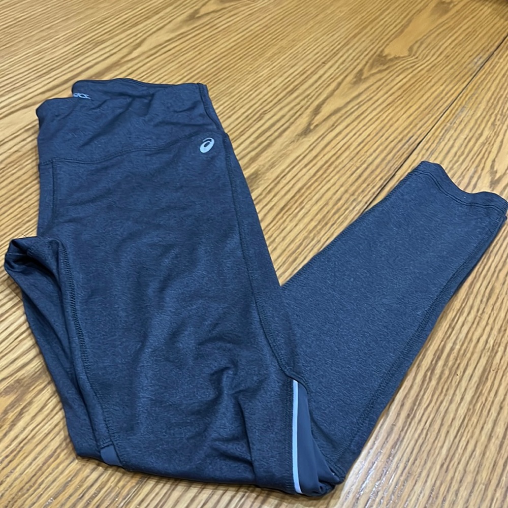 Asics Gray Leggings, like new, extra details are sheer back knee, pocket on back